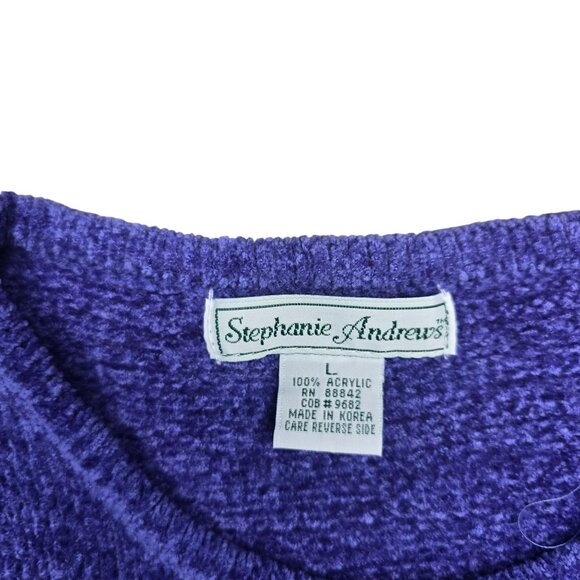 Vintage NWOT Stephanie Andrews Purple Knit Short Sleeve Top Womens L - Picture 3 of 4